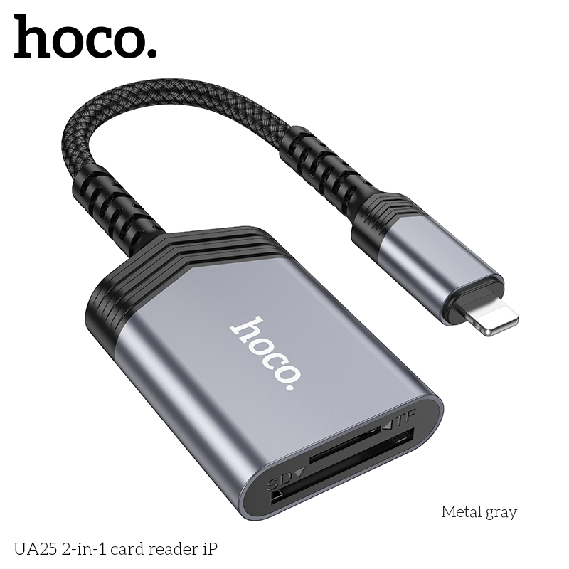 Hoco UA25L 2-in-1 SD/Micro SD card reader - Lightning